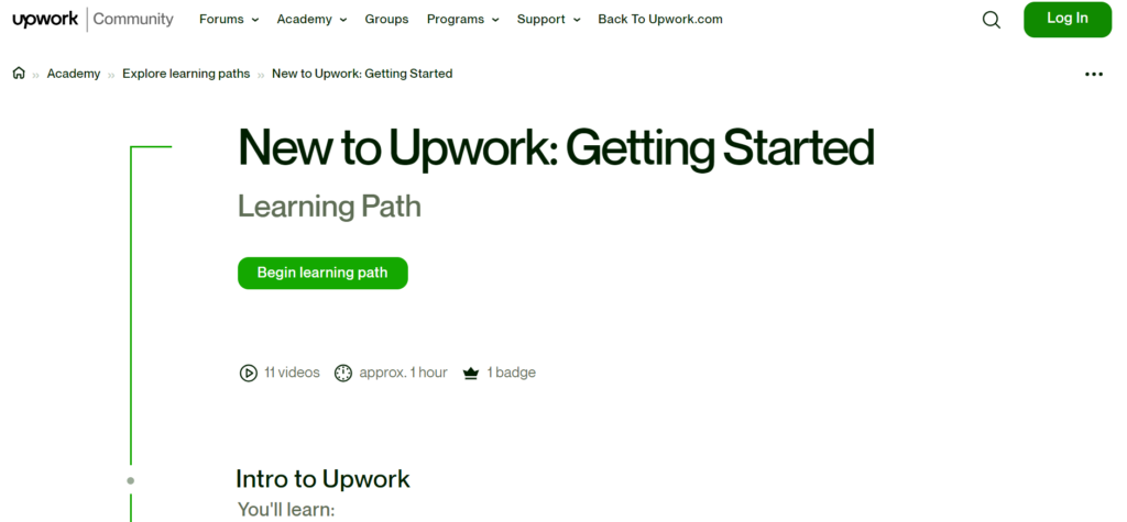 New to Upwork Getting Started Course by Upwork Community