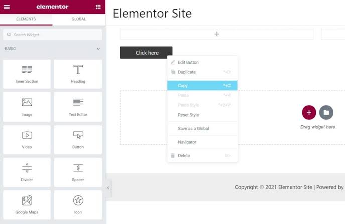 Elementor interface
