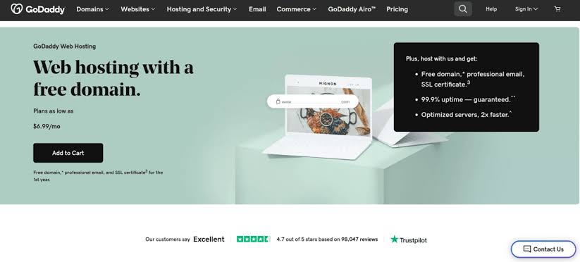 GoDaddy best hosting services for bloggers with free domain