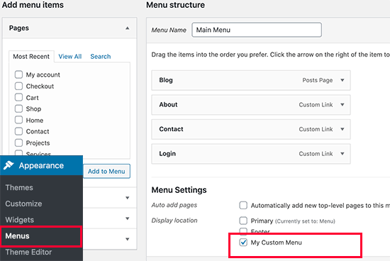 How to add custom menu after adding themes