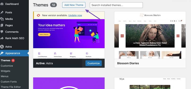 Adding new WordPress theme