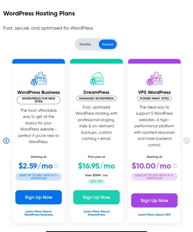 Dreamhost wordpress hosting plans