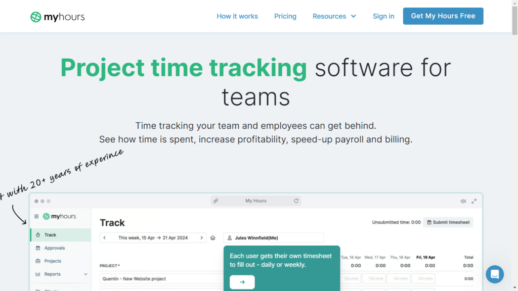 myhours time tracker